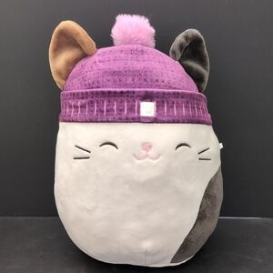 Squishmallows Cam The Calico Cat With Purple Beanie.
